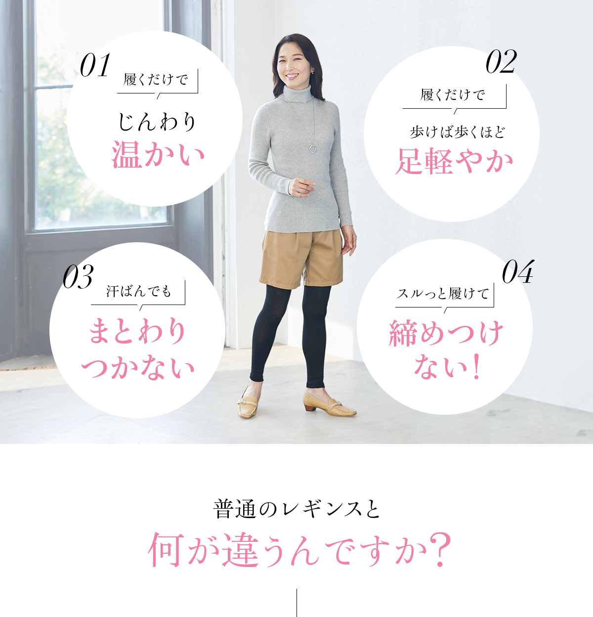 普通のレギンスと何が違うんですか？